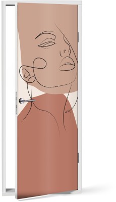 Houseart Περίγραμμα γυναικείου προσώπου, Line Art, Αυτοκόλλητα πόρτας, 60 x 170 εκ.