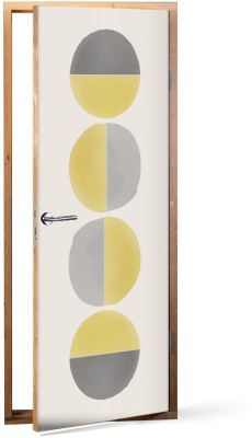 Houseart Circle art yellow & grey, Line Art, Αυτοκόλλητα πόρτας, 60 x 170 εκ.