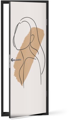 Γραμμική τέχνη με κοπέλα Line Art Αυτοκόλλητα πόρτας 60 x 170 εκ. (44627)