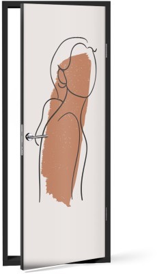 Γραμμικό σχέδιο κοπέλας Line Art Αυτοκόλλητα πόρτας 60 x 170 εκ. (44628)