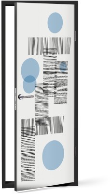 Μπλε & μαύρο Line Art Αυτοκόλλητα πόρτας 60 x 170 εκ. (44648)