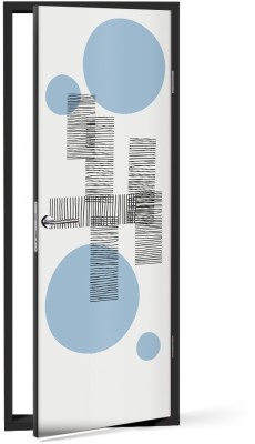 Blue and black Line Art Αυτοκόλλητα πόρτας 60 x 170 εκ. (44649)