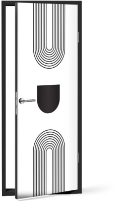 Μοντέρνος σχεδιασμός Line Art Αυτοκόλλητα πόρτας 60 x 170 εκ. (44666)