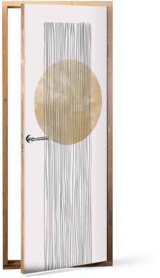 Μοντέρνα χρυσή σύνθεση Line Art Αυτοκόλλητα πόρτας 60 x 170 εκ. (44656)