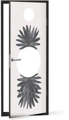 Διπλό μαύρο φυτό Line Art Αυτοκόλλητα πόρτας 60 x 170 εκ. (44715)