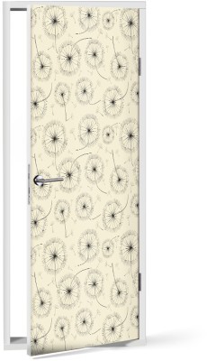 Μπεζ σύνθεση από πικραλίδες, Μοτίβα, Αυτοκόλλητα πόρτας, 60 x 170 εκ. (53190)
