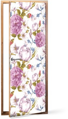Μοτίβο με Λουλούδια Μοτίβα Αυτοκόλλητα πόρτας 60 x 170 cm (37411)