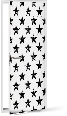Μαύρα αστέρια σε γκρι φόντο, Μοτίβα, Αυτοκόλλητα πόρτας, 60 x 170 εκ. (53187)