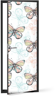 Houseart - ΣΗΜΑΝΤΙΚΟ: Σε περίπτωση διαφοράς τιμής από το κατάστημα ισχύει παντα και μόνο η τιμή του καταστήματος Πεταλούδες, Μοτίβα, Αυτοκόλλητα πόρτας, 60 x 170 εκ.