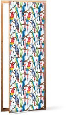 Πολύχρωμοι παπαγάλοι, Μοτίβα, Αυτοκόλλητα πόρτας, 60 x 170 εκ. (53335)