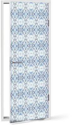 Μπλε γεωμετρικό μοτίβο, Μοτίβα, Αυτοκόλλητα πόρτας, 60 x 170 εκ. (53394)