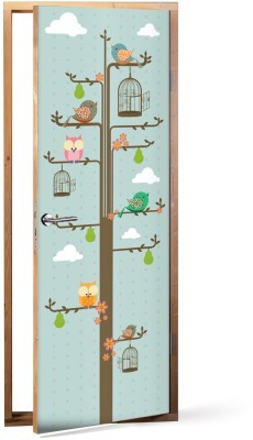 Πουλιά σε κλαδιά δέντρου Παιδικά Αυτοκόλλητα πόρτας 60 x 170 cm (14903)