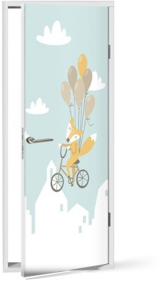 Αλεπού με ποδήλατο, Παιδικά, Αυτοκόλλητα πόρτας, 60 x 170 εκ. (53207)