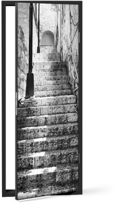 Houseart Ασπρόμαυρη Εικόνα με Σκάλες, Πόλεις - Ταξίδια, Αυτοκόλλητα πόρτας, 60 x 170 εκ.