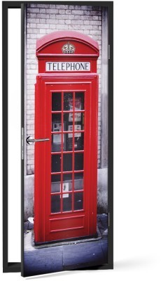 Red phonebooth Πόλεις – Ταξίδια Αυτοκόλλητα πόρτας 60 x 170 cm (12056)