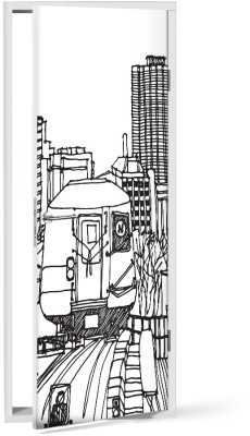 Σκίτσο με το τρένο, Πόλεις – Ταξίδια, Αυτοκόλλητα πόρτας, 60 x 170 εκ. (53482)