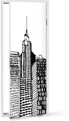 Ζωγραφιά με ουρανοξύστες, Πόλεις – Ταξίδια, Αυτοκόλλητα πόρτας, 60 x 170 εκ. (53485)