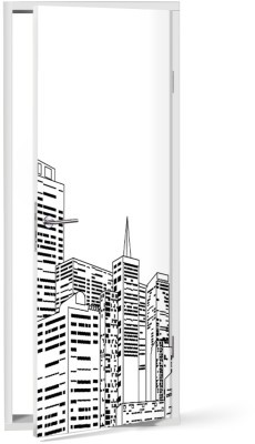 Σκίτσο με ουρανοξύστες, Πόλεις – Ταξίδια, Αυτοκόλλητα πόρτας, 60 x 170 εκ. (53532)