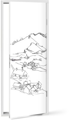 Σπιτάκια στο χιονισμένο βουνό, Πόλεις – Ταξίδια, Αυτοκόλλητα πόρτας, 60 x 170 εκ. (53539)