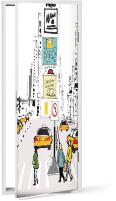 Time Square New York, Πόλεις – Ταξίδια, Αυτοκόλλητα πόρτας, 60 x 170 εκ.