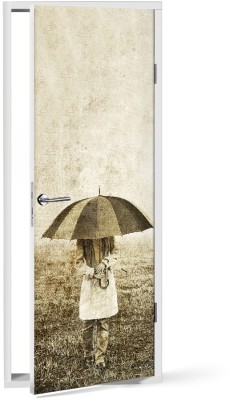 Κορίτσι με ομπρέλα Vintage Αυτοκόλλητα πόρτας 60 x 170 cm (12073)