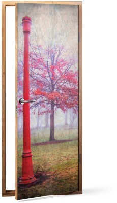 Kόκκινη φύση Vintage Αυτοκόλλητα πόρτας 60 x 170 cm (11920)