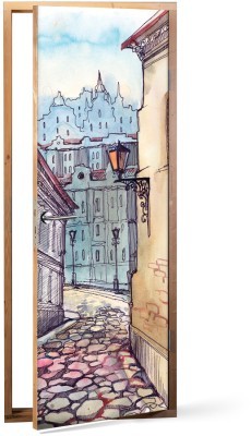 Δρομάκι πόλης Ζωγραφική Αυτοκόλλητα πόρτας 60 x 170 cm (12129)
