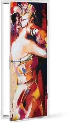 Κυρία με παπαγάλο Ζωγραφική Αυτοκόλλητα πόρτας 60 x 170 cm (12175)