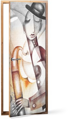 Κύριος με σαξόφωνο Ζωγραφική Αυτοκόλλητα πόρτας 60 x 170 cm (12186)