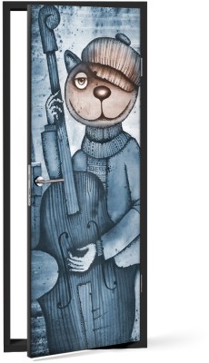 Αρκούδος κιθαρίστας Ζωγραφική Αυτοκόλλητα πόρτας 60 x 170 cm (12196)