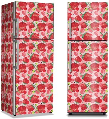 Φράουλες σε ρόζ φόντο, Φαγητό, Αυτοκόλλητα ψυγείου, 50 x 85 εκ. (13683)
