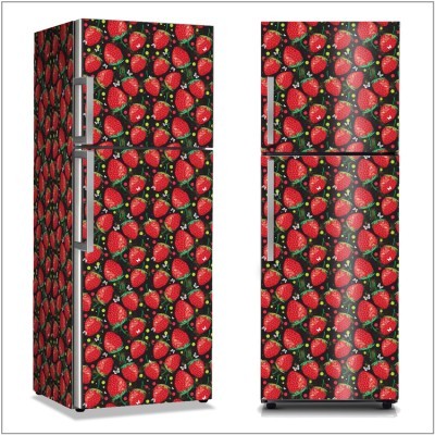 Φράουλες σε μαύρο φόντο, Φαγητό, Αυτοκόλλητα ψυγείου, 50 x 85 εκ. (13684)
