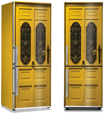 Κίτρινη Εξώπορτα, Φόντο – Τοίχοι, Αυτοκόλλητα ψυγείου, 50 x 85 εκ. (45831)