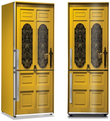 Houseart - ΣΗΜΑΝΤΙΚΟ: Σε περίπτωση διαφοράς τιμής από το κατάστημα ισχύει παντα και μόνο η τιμή του καταστήματος Κίτρινη Εξώπορτα, Φόντο - Τοίχοι, Αυτοκόλλητα ψυγείου,