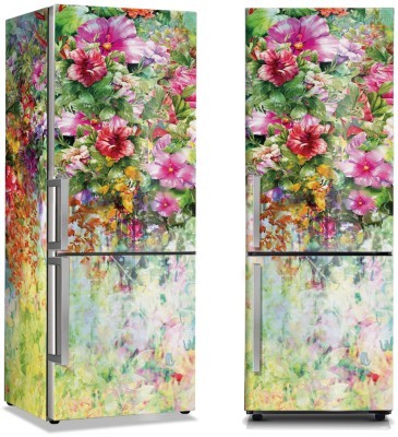 Ροζ λουλούδια στο δέντρο, Φύση, Αυτοκόλλητα ψυγείου, 50 x 85 εκ.
