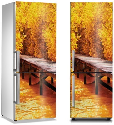 Γέφυρα στην κίτρινη βλάστηση, Φύση, Αυτοκόλλητα ψυγείου, 50 x 85 εκ. (44515)
