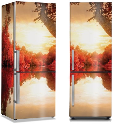Αντανάκλαση ηλιοβασιλέματος στο ποτάμι, Φύση, Αυτοκόλλητα ψυγείου, 50 x 85 εκ.