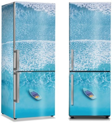 Βάρκα στα κύματα της θάλασσας, Φύση, Αυτοκόλλητα ψυγείου, 50 x 85 εκ. (44545)