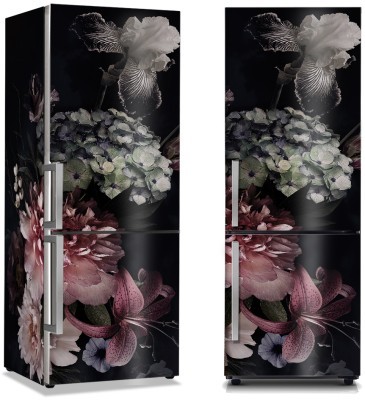 Λουλούδια σε μαύρο φόντο, Φύση, Αυτοκόλλητα ψυγείου, 50 x 85 εκ.