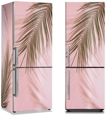 Φύλλα φοίνικα στον ροζ τοίχο, Φύση, Αυτοκόλλητα ψυγείου, 50 x 85 εκ.