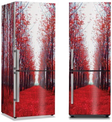 Κόκκινα φύλλα δέντρων στο δρόμο, Φύση, Αυτοκόλλητα ψυγείου, 50 x 85 εκ. (44562)