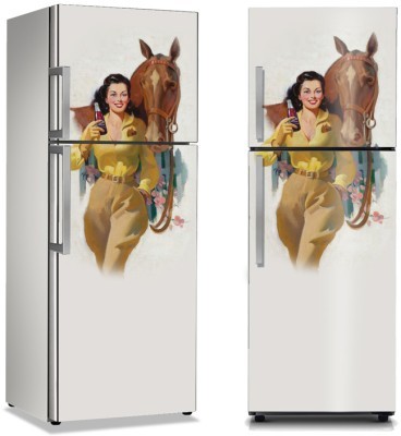 Γυναίκα με άλογο, Vintage, Αυτοκόλλητα ψυγείου, 50 x 85 εκ.