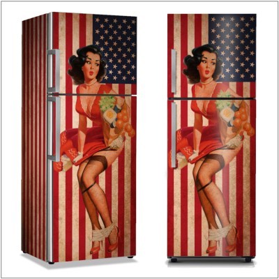 Ρετρό σημαία Αμερικής, Vintage, Αυτοκόλλητα ψυγείου, 50 x 85 εκ. (14522)