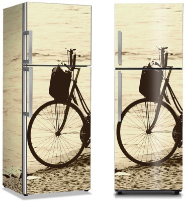 Ποδήλατο εποχής στην παραλία, Vintage, Αυτοκόλλητα ψυγείου, 50 x 85 εκ. (10606)