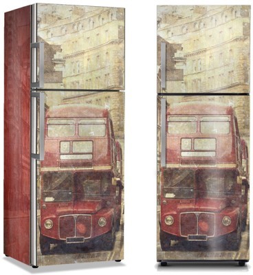 Λεωφορείο στο Λονδίνο, Vintage, Αυτοκόλλητα ψυγείου, 50 x 85 εκ. 11308