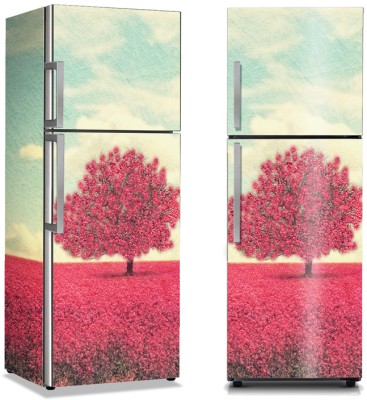 Δέντρο σε ροζ χωράφι, Vintage, Αυτοκόλλητα ψυγείου, 50 x 85 εκ.