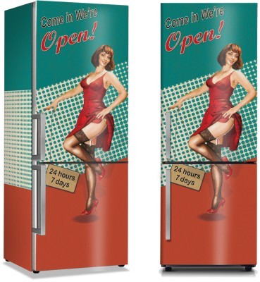 Γυναίκα με κόκκινο φόρεμα, Vintage, Αυτοκόλλητα ψυγείου, 50 x 85 εκ.