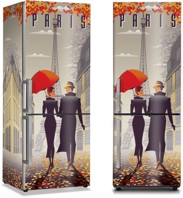 Περίπατος ζευγαριού στο Παρίσι, Vintage, Αυτοκόλλητα ψυγείου, 50 x 85 εκ. (44482)