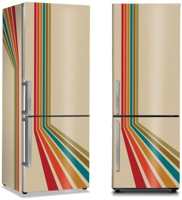 Colorful art lines in beige, Line Art, Αυτοκόλλητα ψυγείου, 50 x 85 εκ. (44677)