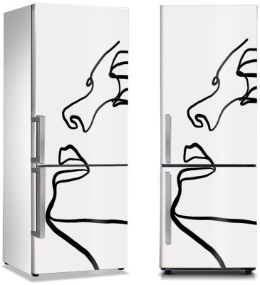 Προφίλ κοπέλας, Line Art, Αυτοκόλλητα ψυγείου, 50 x 85 εκ. (44678)